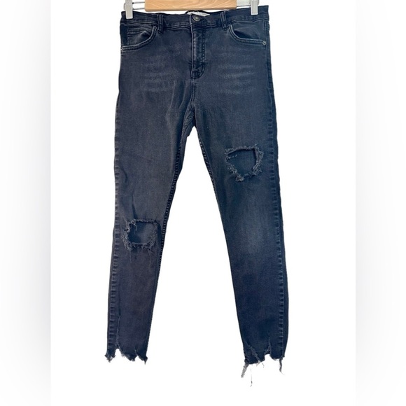 Free People Denim - Free People Women's Skinny Stretch Distressed Charcoal Wash Raw Hem Sz. …​​​